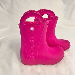 CROCS Pink Rain & Snow Boots with Easy Pull-On Handles